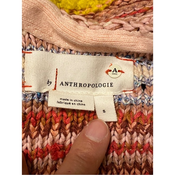 Anthropologie Izabel Pommed Multi-Color Knit Cardigan Sweater, size Small - Picture 5 of 7
